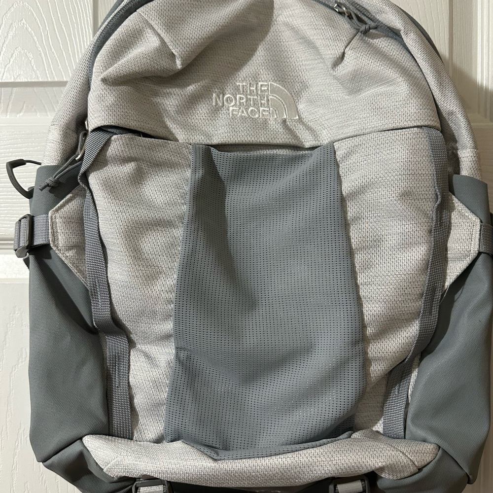 The North Face Light Gray and Dark Gray Backpack